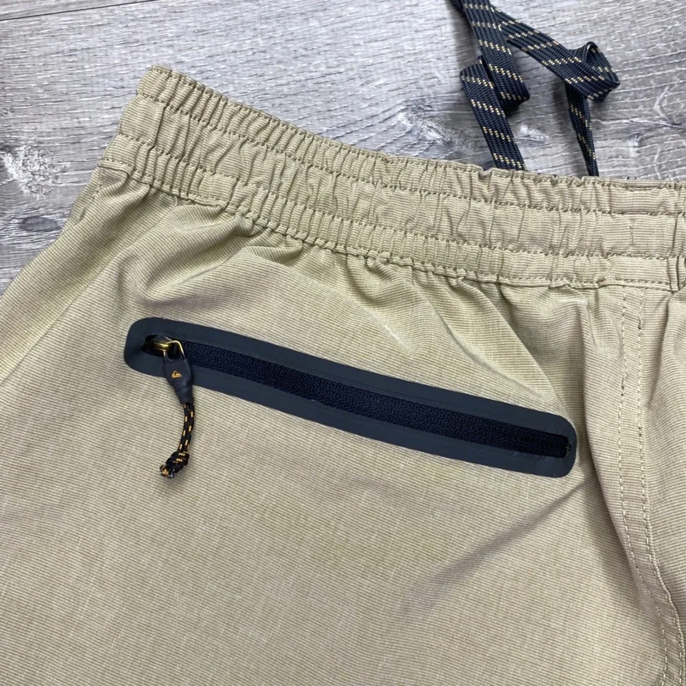 Quiksilver‎ Shorts Waterman Collection Mens Tan Khaki Elastic Waist Drawstring